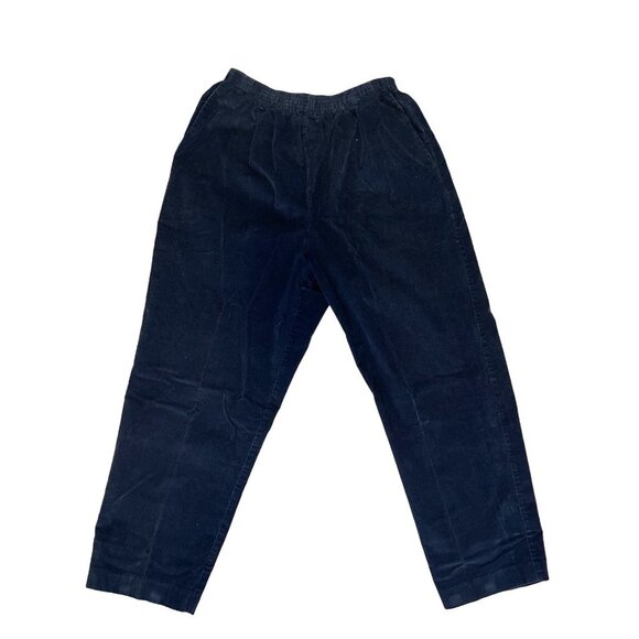 Alfred Dunner Black Corduroy Elastic Waist Ankle Length Pull On Pants Sz 14 - Picture 1 of 4